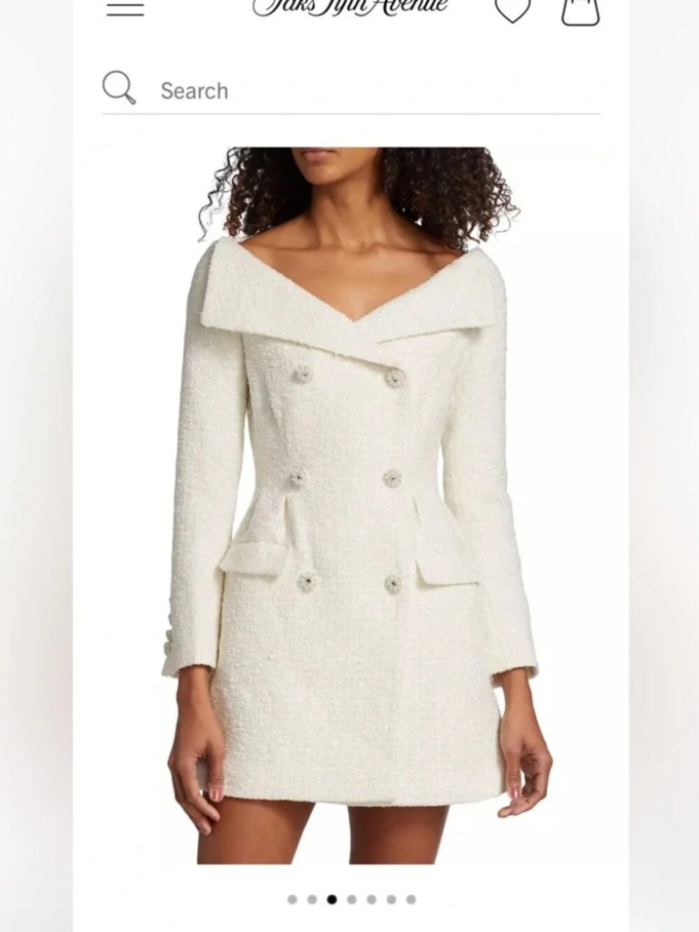 NWT - Self-Portrait Double-Breasted Boucle Tweed Cream Minidress, Size US 2 - Picture 2 of 16
